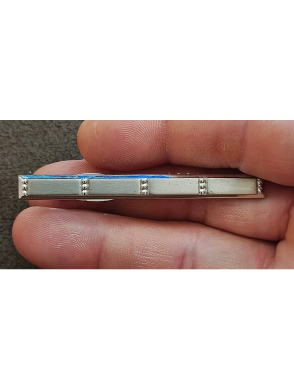 1950s/60s Hickok USA Silver Tone Modernist Panel Tie Bar Clip